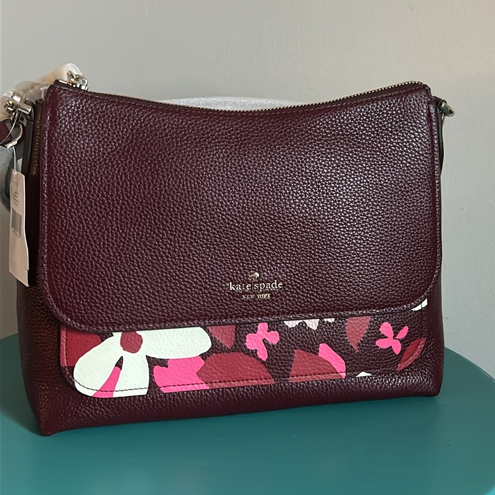 New Kate Spade New York Melody Forest Floral Flap Dual Shoulder Crossbody Purse